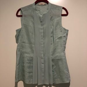 Tory Burch Linen/Silk Button Down Peplum